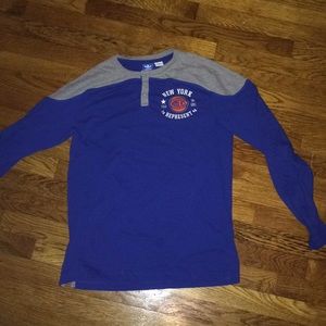 Adidas Size M Knicks Throwback 1/4 Button Up L/S